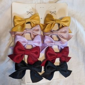 NWOT 10 Piece Set Ribbon Hair Bow Clips